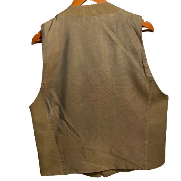 J Riggings Mens Tan Vest 5 Button Size L Tan Lining Back Casual Formal - Picture 4 of 10